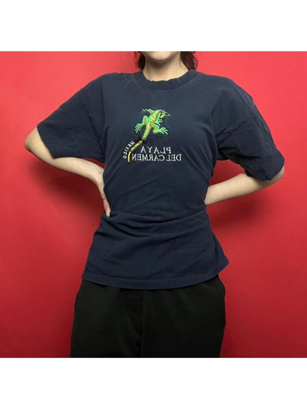 Navy blue iguana tee shirt 💙💚